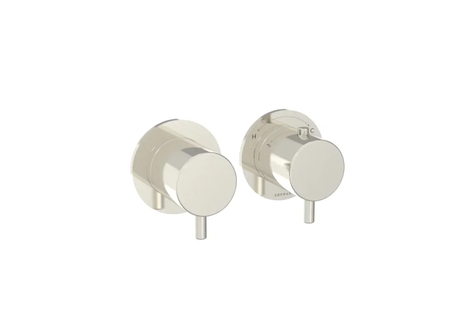 Saneux Cos 2 Way Thermostatic Shower Ring Valve Kit - W/ Classic Handle - Portrait & Landscape - Chrome product image - Image 2