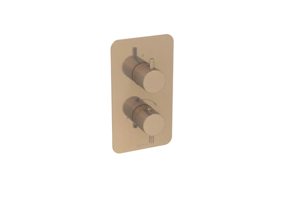 Saneux Cos 2 Way Thermostatic Shower Valve Kit - W/ Classic Handle - Portrait - Brushed Bronze (pvd) product image - Image 2