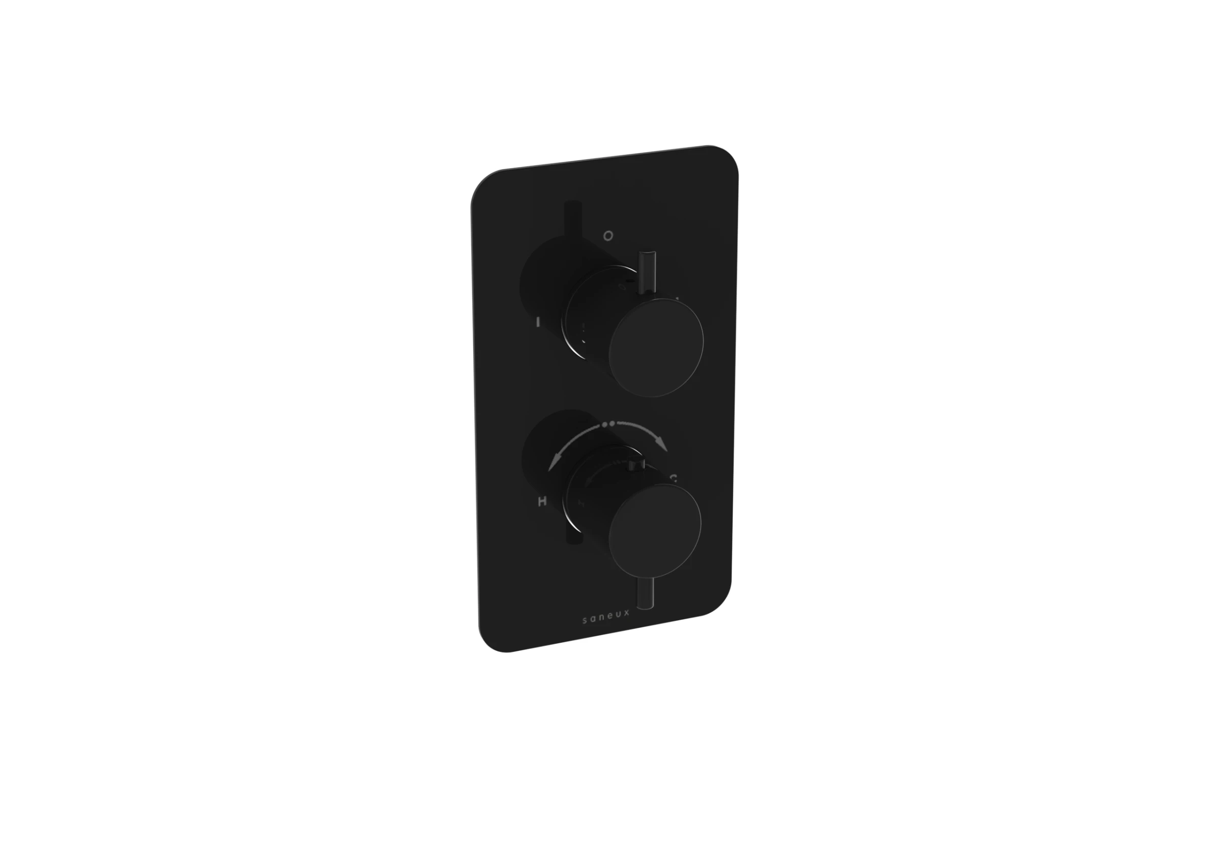 Saneux Cos 2 Way Thermostatic Shower Valve Kit - W/ Classic Handle - Portrait - Satin Black (pvd)