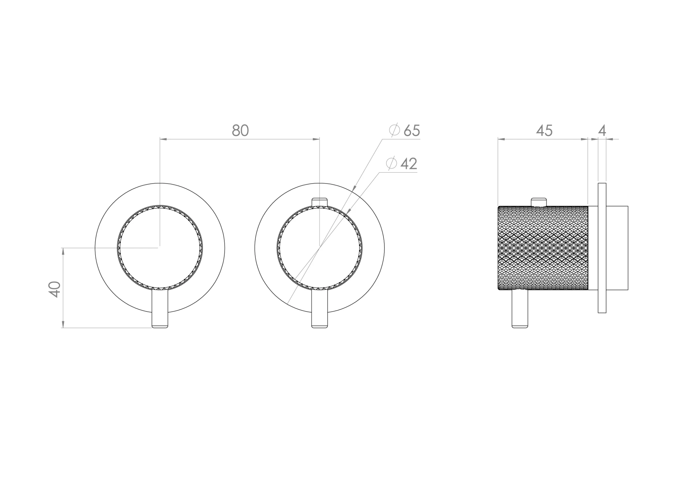 Saneux Cos 2 Way Thermostatic Shower Ring Valve Kit - W/ Knurled Handle - Portrait & Landscape - Brushed Bronze