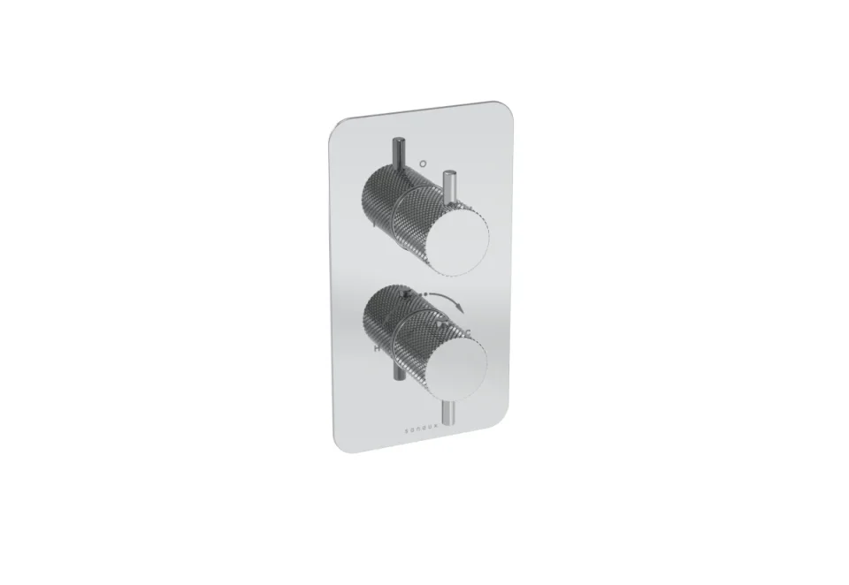 Saneux Cos 2 Way Thermostatic Shower Valve Kit - W/ Knurled Handle - Portrait - Chrome product image - Image 2