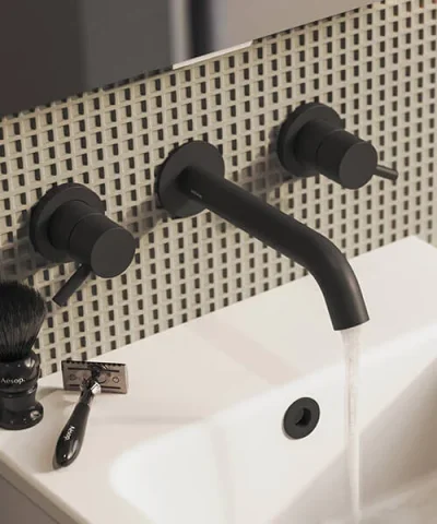 Saneux Cos 3 Piece Wall Mounted Basin Mixer - Matte Black product image - Image 2
