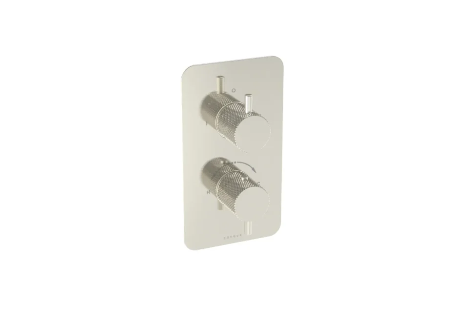 Saneux Cos 2 Way Thermostatic Shower Valve Kit - W/ Classic Handle - Portrait - Brushed Nickel (pvd) detail view - Image 2