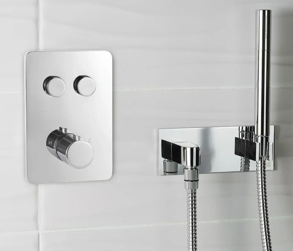 Just Taps Hugo Touch Thermostatic Valve 2 Outlets Chrome product image - Image 1