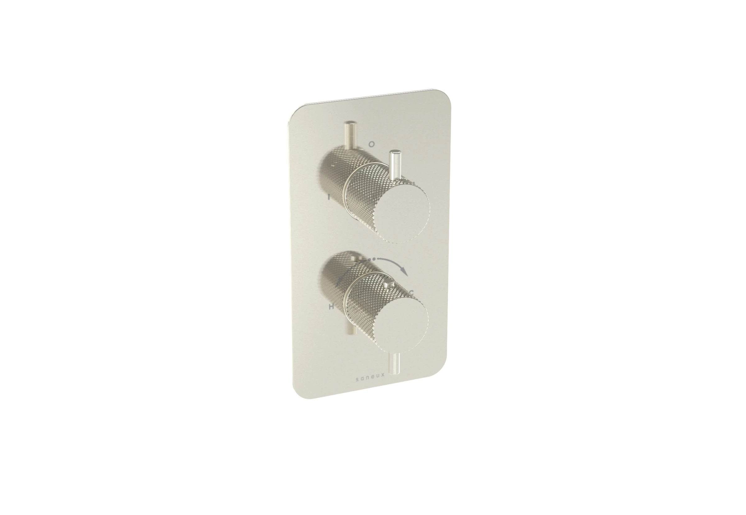 Saneux Cos 2 Way Thermostatic Shower Valve Kit - W/ Knurled Handle - Portrait - Brushed Nickel (pvd)