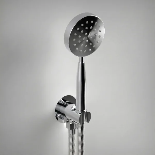 AVA Round Single Function Shower Kit with Head, Outlet and Hose - Polished Stainless Steel