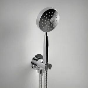 AVA Round Single Function Shower Kit with Head, Outlet and Hose - Polished Stainless Steel