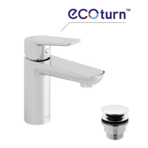 Vado Photon Mono Basin Mixer Smooth Bodied Single Lever Deck Mounted With Ecoturn, Universal Waste And Honeycomb Flow Regulator Chrome
