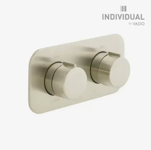 Vado Individual Tablet Altitude Horizontal Concealed 2 Outlet, 2 Handle Thermostatic Valve With All-flow Function Brushed Nickel