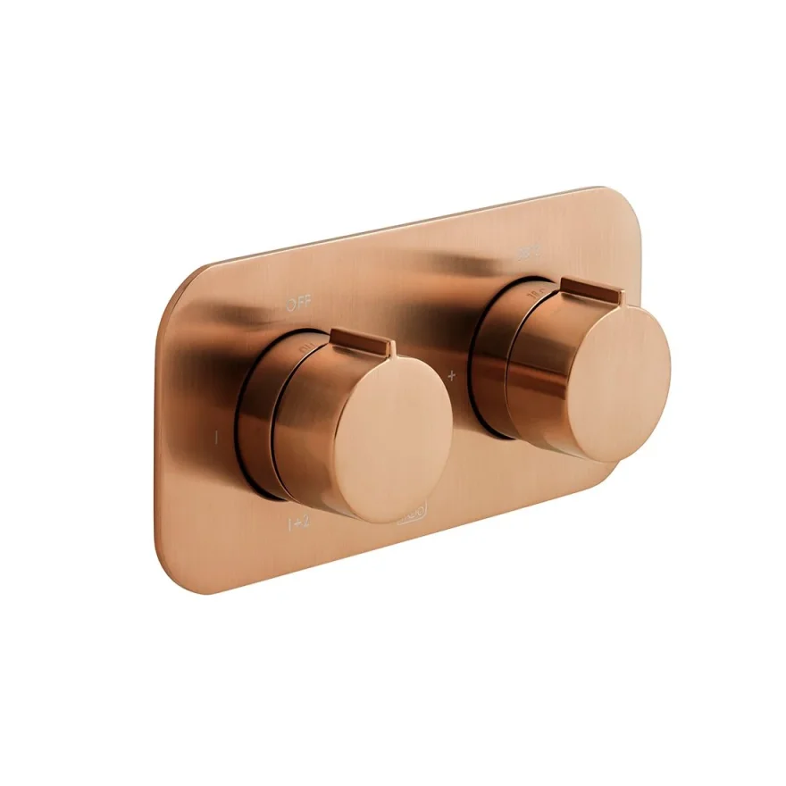 Vado Individual Tablet Altitude Horizontal Concealed 2 Outlet, 2 Handle Thermostatic Valve With All-flow Function Brushed Bronze product image - Image 1