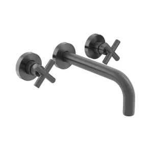 Vado Individual Elements 3 Hole Wall Mounted Basin Mixer With 200mm Spout Brushed Black