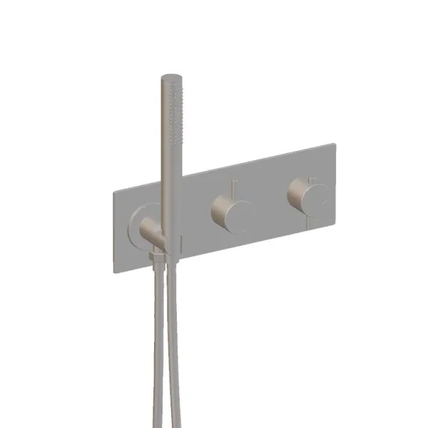 Ava Trend 2 Way 2 Handle Thermostatic Valve With Built In Hand Shower W/3 Hole Backplate 3.0 - Brushed Stainless Steel detail view - Image 3