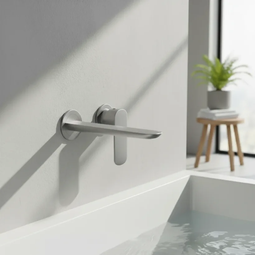 Ava Purity 2 Hole Wall Mounted Bath Mixer 3.0 - Brushed Stainless Steel detail view - Image 3