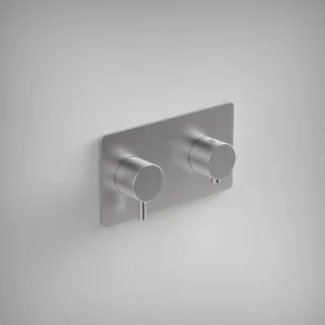 Ava Trend 2 Way 2 Handle Thermostatic Valve W/ Backplate 3.0 - Brushed Stainless Steel