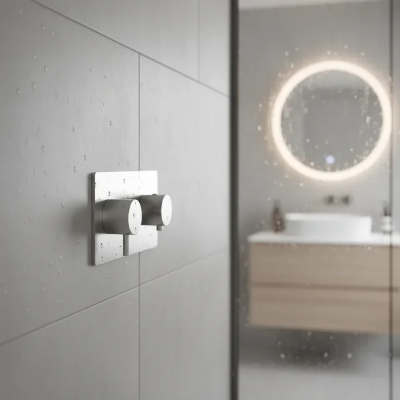 Ava Trend 2 Way 2 Handle Thermostatic Valve W/ Backplate 3.0 - Brushed Stainless Steel detail view - Image 4