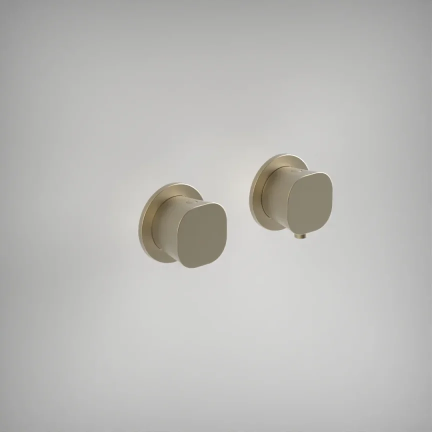 Ava Purity 2 Way 2 Handle Thermostatic Valve W/flanges 3.0 - Brushed Brass product image - Image 1
