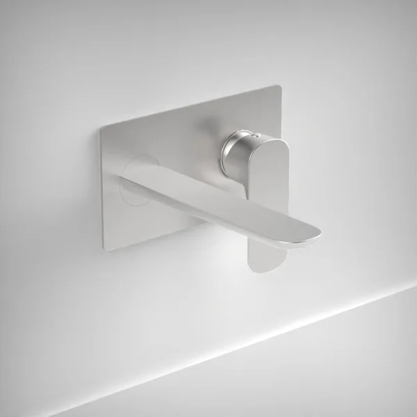 Ava Purity 2 Hole Wall Mounted Basin Mixer With Back Plate 3.0 - Brushed Stainless Steel
