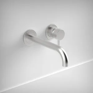 Ava Trend 2 Hole Wall Mounted Basin Mixer W/ Flanges 3.0 - Brushed Stainless Steel