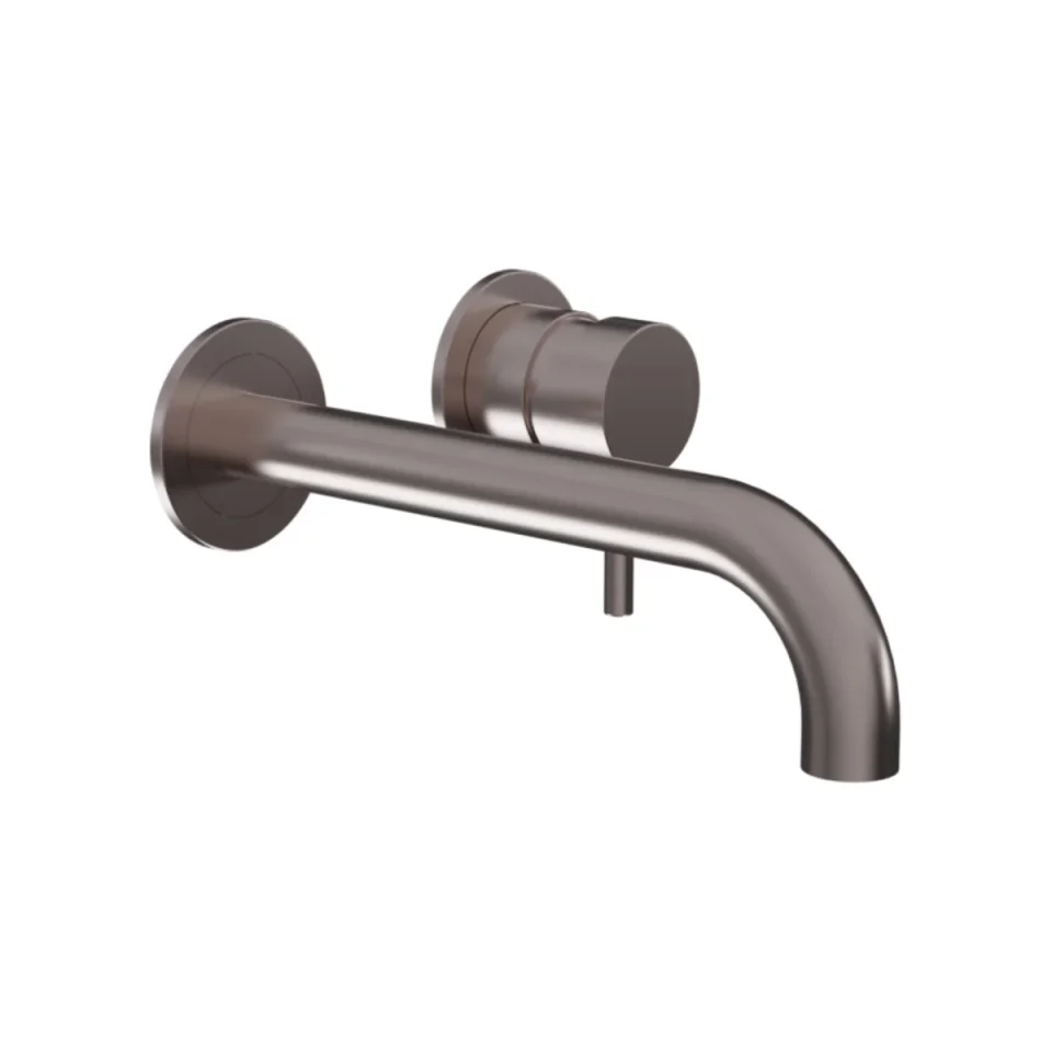 Ava Trend 2 Hole Wall Mounted Basin Mixer W/ Flanges 3.0 - Brushed Stainless Steel detail view - Image 4