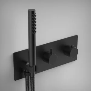 Ava Trend 2 Way 2 Handle Thermostatic Valve With Built In Hand Shower W/3 Hole Backplate 3.0 - Brushed Black