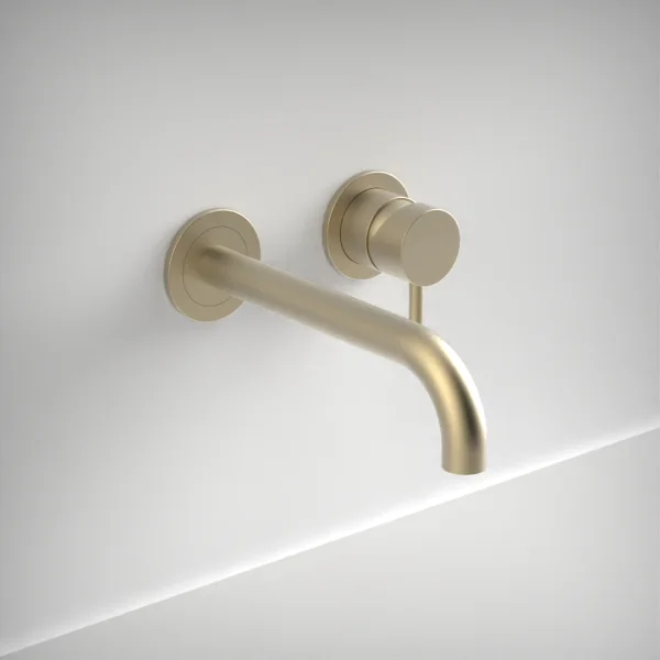 Ava Trend 2 Hole Wall Mounted Basin Mixer W/ Flanges 3.0 - Brushed Brass