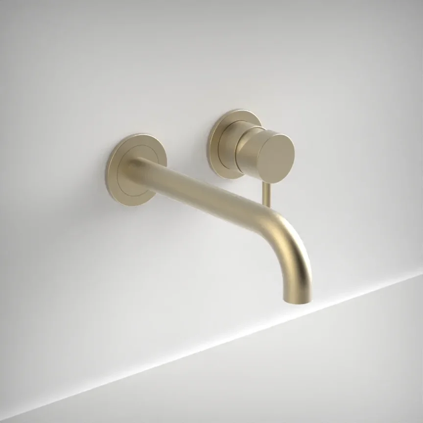 Ava Trend 2 Hole Wall Mounted Basin Mixer W/ Flanges 3.0 - Brushed Brass product image - Image 1