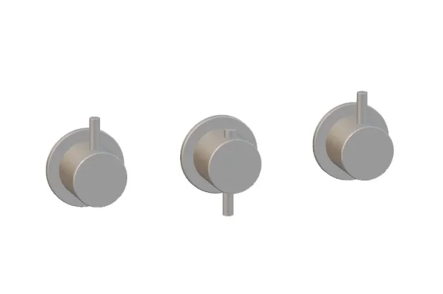 Ava Trend 4 Way 3 Handle Thermostat Valve W/flange 3.0 - Brushed Stainless Steel detail view - Image 3