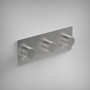 Ava Trend 4 Way 3 Handle Thermostat Valve W/backplate 3.0 - Brushed Stainless Steel