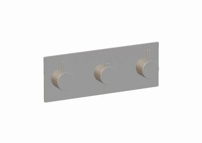 Ava Trend 4 Way 3 Handle Thermostat Valve W/backplate 3.0 - Brushed Stainless Steel detail view - Image 3