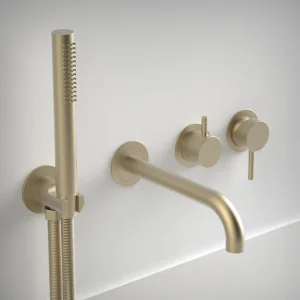 Ava Trend Thermostatic 4 Hole Wall Mounted Bath Shower Mixer 3.0 - Brushed Brass