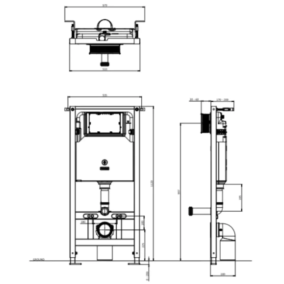 Crosswater Wc Support Frame 1.12m Height (with Dual Flush Concealed Cistern & Installation Kit) detail view - Image 3