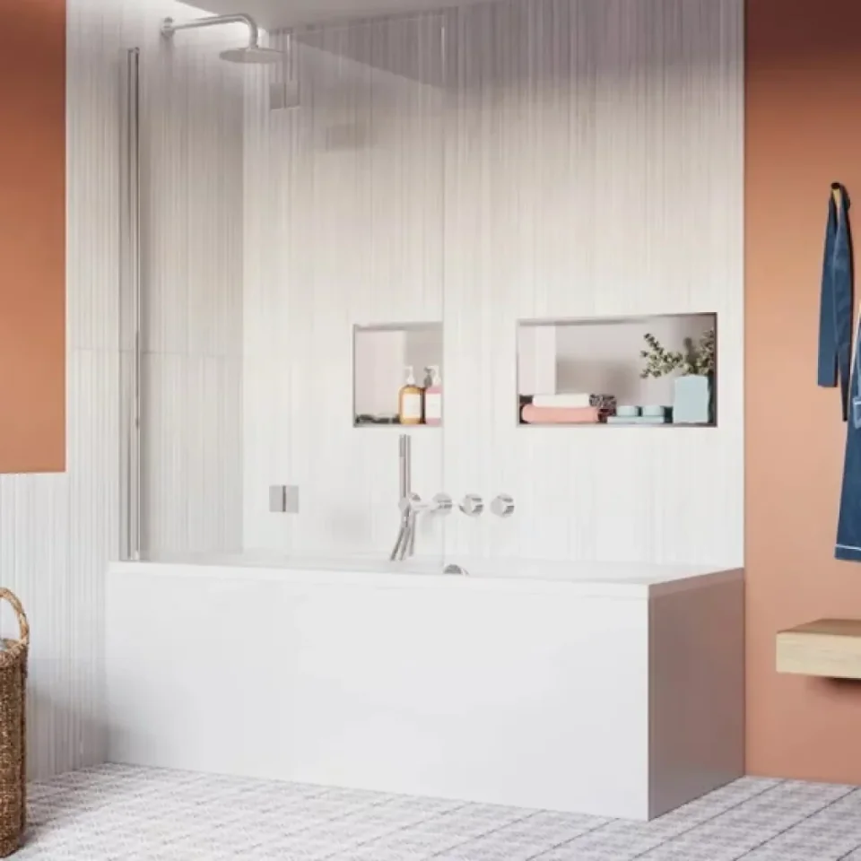 Crosswater Asura Fully Folding Bath Screen Chrome detail view - Image 2