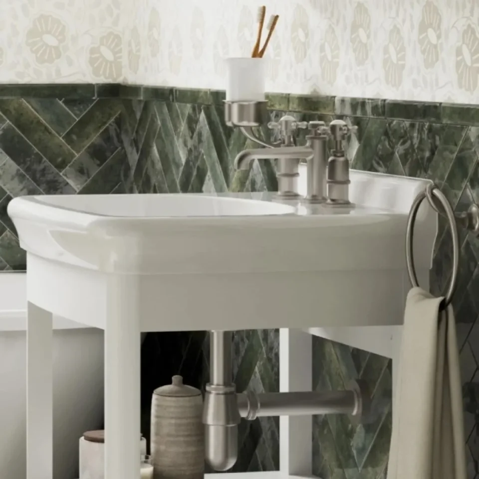 Burlington Guild Basin 3th Mixer Deck Mounted Brushed Nickel detail view - Image 3