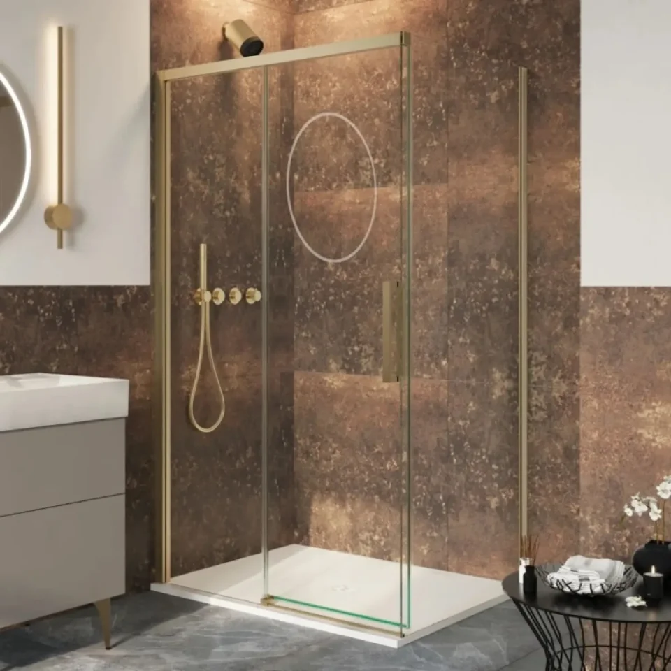 Crosswater Asura 8mm Sliding Door 1500 Brushed Brass detail view - Image 2
