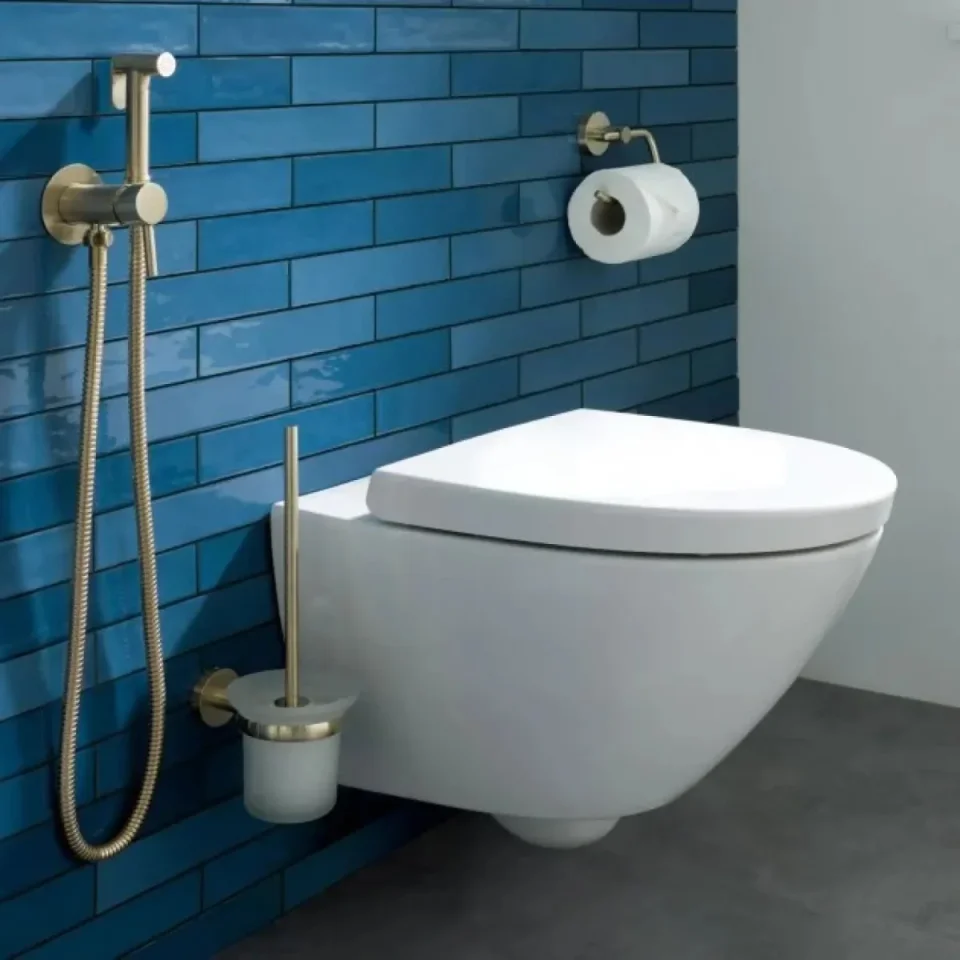 Just Taps Kono Single Lever Douche Set For Cold And Hot Operation Brushed Brass detail view - Image 3