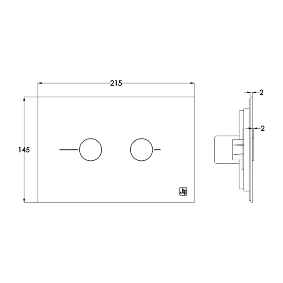 Just Taps Metal Pneumatic Flush Plate Chrome detail view - Image 2
