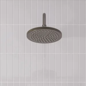 Burlington Guild Square Thermostatic Two Outlet Concealed Divertor Shower Valve Fixed Shower Arm & Head, Rail, Hose, Handset And Outlet Elbow Brushed Nickel