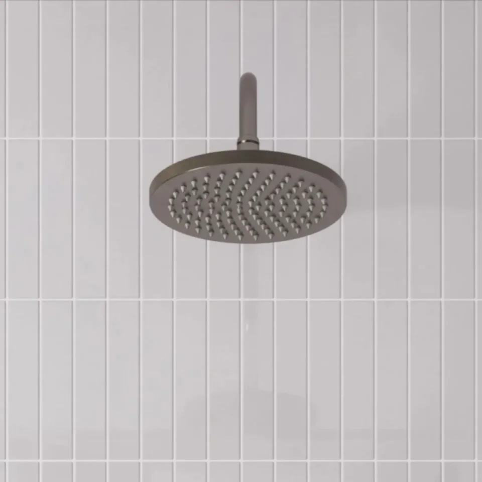 Burlington Guild Square Thermostatic Two Outlet Concealed Divertor Shower Valve Fixed Shower Arm & Head, Rail, Hose, Handset And Outlet Elbow Brushed Nickel detail view - Image 1