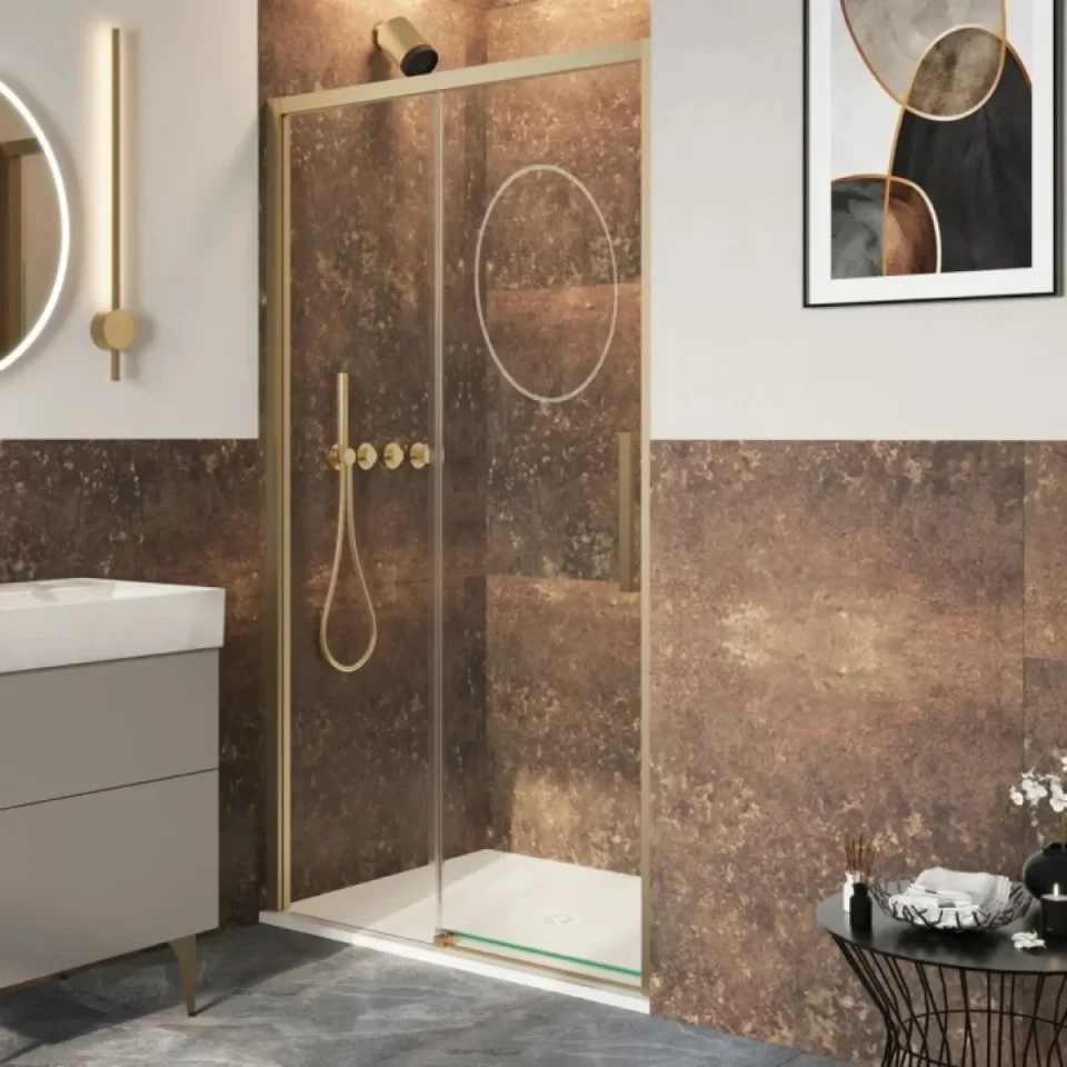Crosswater Asura 8mm Sliding Door 1200 Brushed Brass detail view - Image 2