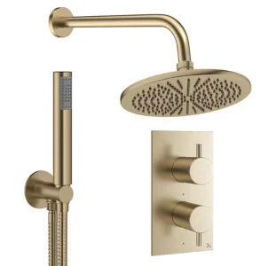 Crosswater Design Shower Set 3 Brushed Brass 300mm