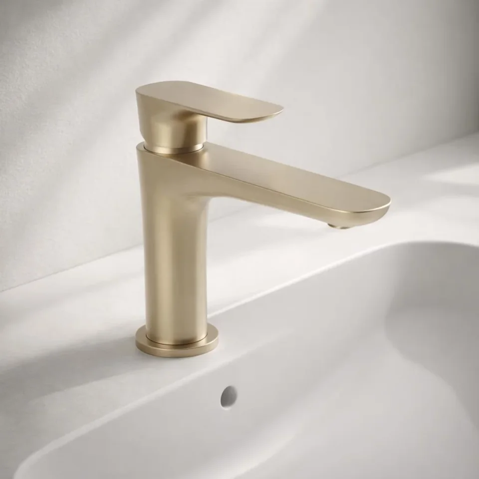 Ava Purity Deck Mounted Basin Mixer Monobloc - Brushed Brass product image - Image 2