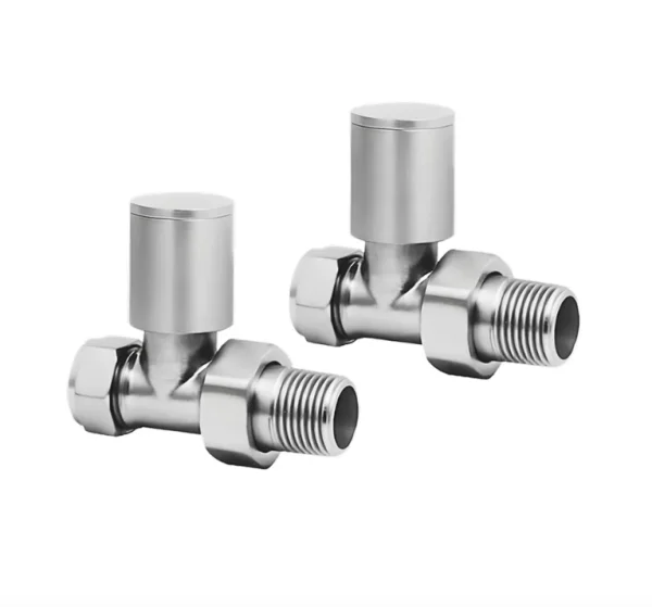 Ava Straight Radator Valve - Brushed Chrome