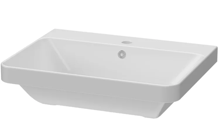 Calypso Ambra Ceramic Vanity Basin 600 White 1TH product image - Image 1