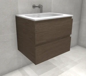 Faeber Mode 60 Basin Unit 2 Drawer Unit  Sandy Walnut