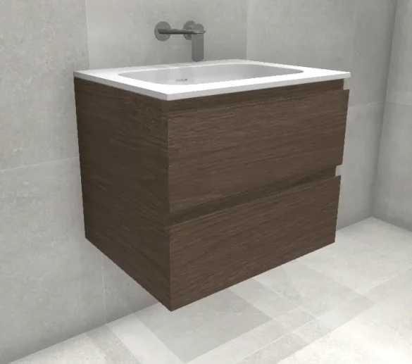 Faeber Mode 60 Basin Unit 2 Drawer Unit  Sandy Walnut product image - Image 1