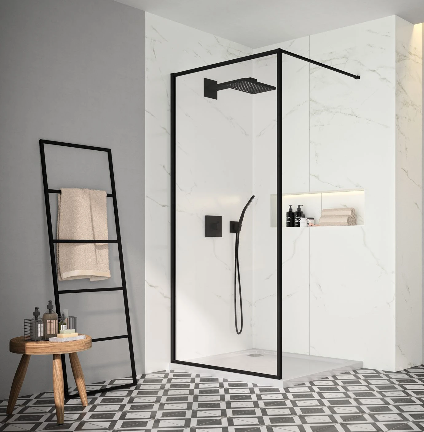 Merlyn Sleek Frmd Showerwall 800 Black