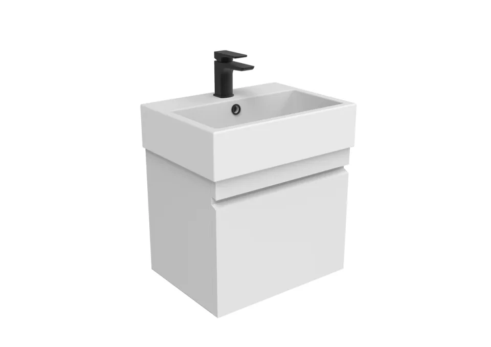 Saneux Matteo 500mm 1 Drawer Wall Mounted Unit Matte White product image - Image 1