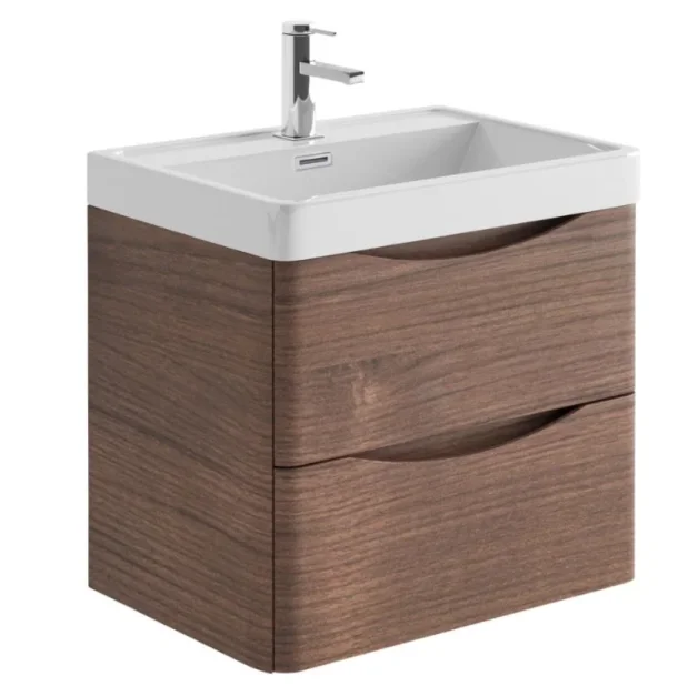 Cubico Envy 600mm Wall Mounted Vanity Unit Rosewood product image - Image 1