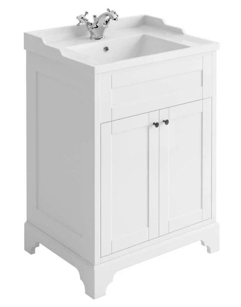 Cubico Ascot Matt White 600mm Vanity Unit & Basin Inc. Bottle Trap