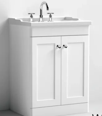 Nuie 600 F/s 2-door Unit & Basin 3th Satin White product image - Image 1